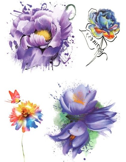 Liquid Flowers 4 stk Tatoveringer Fake Tattoo