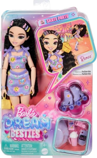 Barbie Dream Besties Renee Dukke Rulleskøyter Inkl. 12 Tilbehør Med Video- Og Mattema 4+ år
