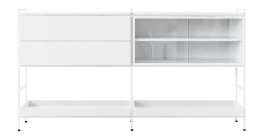Zweed Molto Medium sidebord Hvit, 2 seksjoner med vitrine