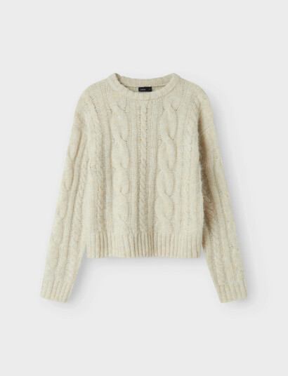 LMTD Nlfnaible Ls Short Knit - Cream - 122-128 LMTD Nlfnaible Ls Short Knit - Cream - 122-128