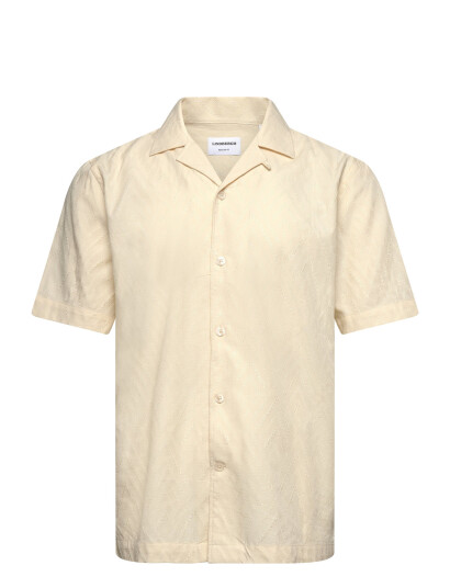Lindbergh Textured Viscose Shirt S/S - Cream - L