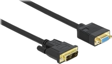 Delock Adapterkabel Enkeltlenke Dvi A Hann Til Hd 15 Vga Hunn 5 M Tommelskruer Svart