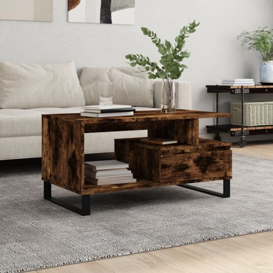 Salongbord røkt eik 90x49x45 cm konstruert tre 8721012113442