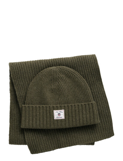GANT Beanie Scarf Gift Set - Green - ONE SIZE