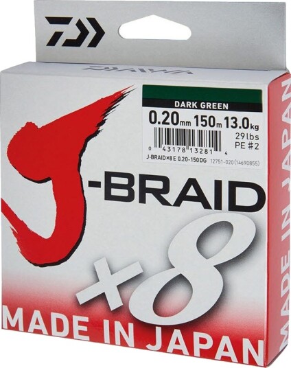 Daiwa J-Braid X8 multifilament sene - 300 meter - 0,20 mm Daiwa J-Braid X8 multifilament sene - 300 meter - 0,20 mm