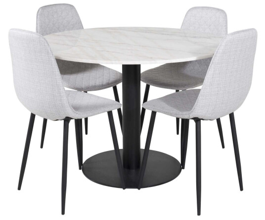 Venture Design Estelle & Polar spisegruppe Hvit/grå 4 st stoler & bord 106 cm