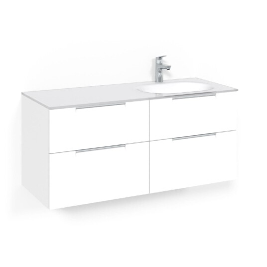 Macro Design Crown Servantskap 4-skuff - med Høyre Glasservant 120cm Hvit / Grip Glass Edge