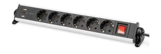 DIGITUS - power strip - with 3x USB ports - 3680 Watt DIGITUS - power strip - with 3x USB ports - 3680 Watt