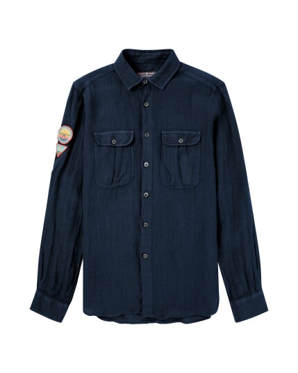 Amundsen Sports Safari Linen Shirt Herre Faded Navy L