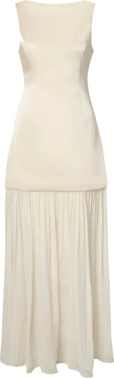 Malina Karla Dropped Waist Chiffon Maxi Dress Cream 34