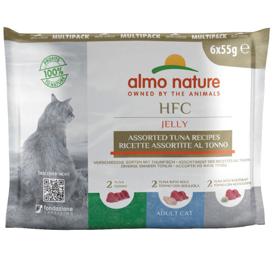 Almo Nature Hfc Økonomipakke: Pouch 12 X 55 G Med 3 Sorter Tunfisk I Gelé