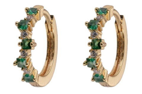 Emilia By Bon Dep Mixed Medium Hoops Green Øredobber Gull  female