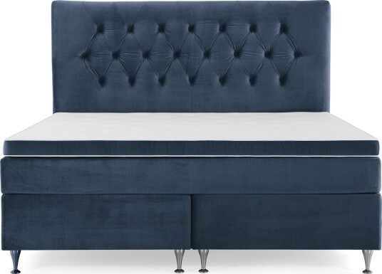 Royal Velvet Komplett Sengepakke 160x200 cMørkeblå Fløyel/Lave Sølvben