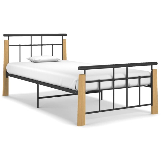 vidaXL Sengeramme metall og heltre eik 90x200 cm vidaXL Sengeramme metall og heltre eik 90x200 cm