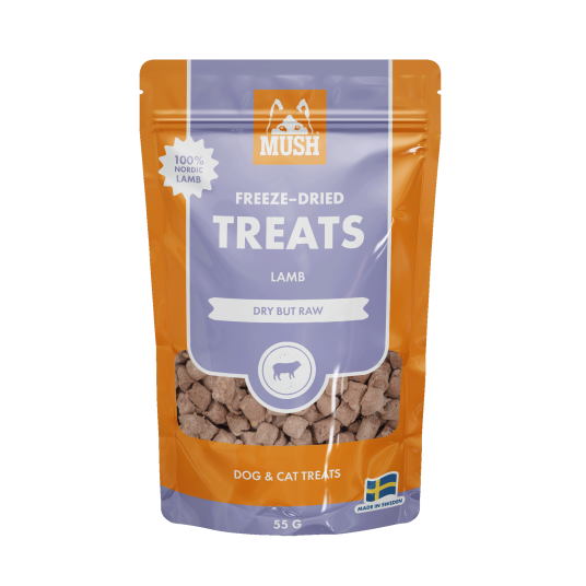 Mush Frysetørket Lam Hundegodteri 55 g - Naturlig Snack med 45% Protein