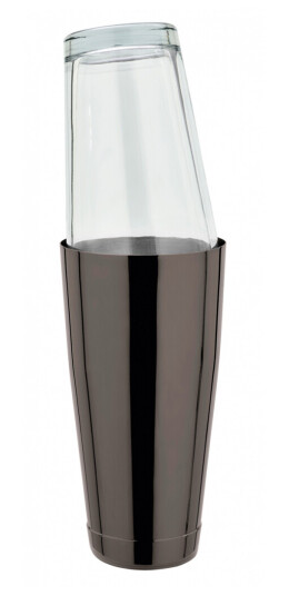 Bostonshaker Gun Metal sort med glass 82 cl