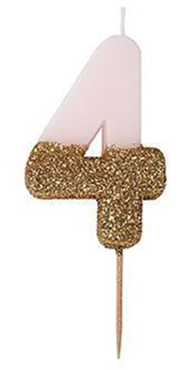 Talking Tables Kakelys Siffer Lyserosa/Gullglitter - Siffer 4 Talking Tables Kakelys Siffer Lyserosa/Gullglitter - Siffer 4