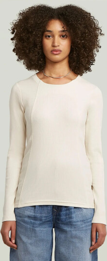 G Star A Line Slim Rib R T L\S Wmn   Cream   XL