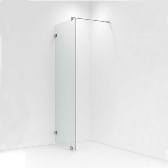 Vikingbad Emil Glassfelt H200cm Inkl. Støttestag, Veggfeste og Gulvfeste Sølv / 120cm Klart Glass