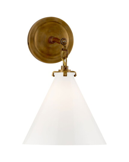 Visual Comfort Katie Conical Sconce Antique Brass/White Glass Visual Comfort Katie Conical Sconce Antique Brass/White Glass