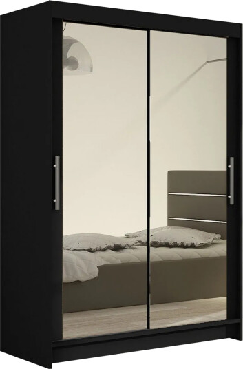 Estella Garderobe Skyvedører Speil - Svart