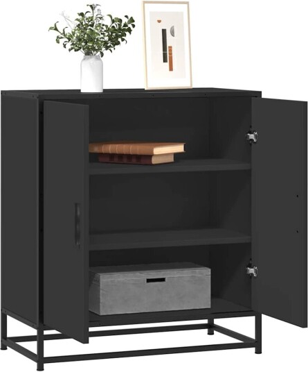 Skjenk svart 68x35x76 cm konstruert tre og metall 8721102840234