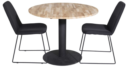 Venture Design Cirebon & Muce spisegruppe Natur/svart 2 st stoler & bord 100 cm