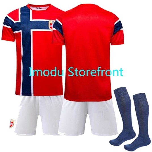 2026 Fotball-VM Norges herrelandslag Hjemmedrakt for barn+shorts+sokker