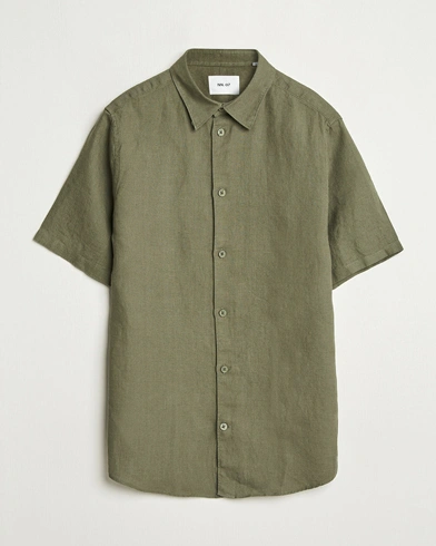 NN07 Enzo Linen Short Sleeve Shirt Capers Green NN07 Enzo Linen Short Sleeve Shirt Capers Green