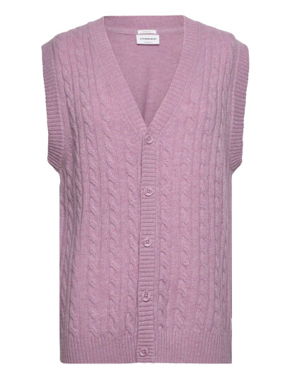 Lindbergh Lambswool Button Slipover - Pink - S Lindbergh Lambswool Button Slipover - Pink - S