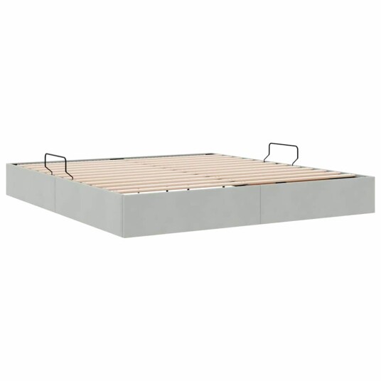 Seng med Oppbevaring med madrass Lysegrå 160 x 200 cm Fløyel
