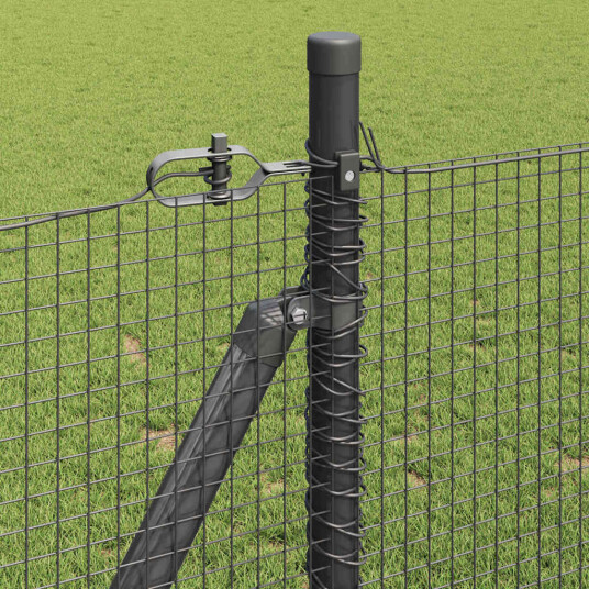 Sveiset Wire Gjerde med 13 Flanged Stolper Grå 0.8x100 m Stål