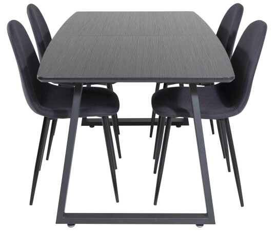 Venture Design Inca & Polar spisegruppe Svart/svart 4 st stoler & bord 160 x 85 cm