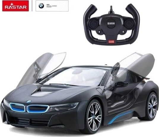 Rastar 1:14 BMW i8 Radiostyrt Bil Sorte Sportbil med Firehjulstrekk Rastar 1:14 BMW i8 Radiostyrt Bil Sorte Sportbil med Firehjulstrekk