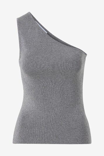 Selected Femme Topp slflUra Lurex One Shoulder Knit Top Grå Selected Femme Topp slflUra Lurex One Shoulder Knit Top Grå