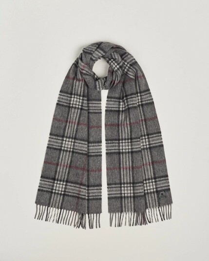 Amanda Christensen Merino Wool Check Scarf Grey