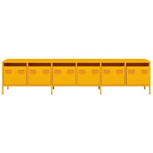 TV benk sennepsgul 202x39x43,5 cm kaldvalset stål
