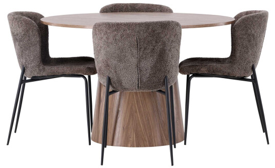 Venture Design Lanzo & Modesto spisegruppe Mørkegrå/natur 4 stoler & bord 120 cm