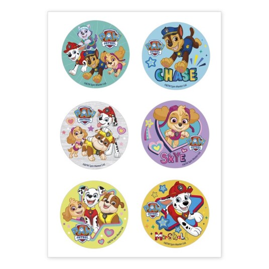 Spiselige Cupcakedekorasjoner Uten Sukker Paw Patrol 5,8cm 