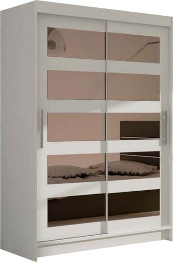 Estella Garderobe 120 cm Skyvedører 5-Delt Speil - Hvit