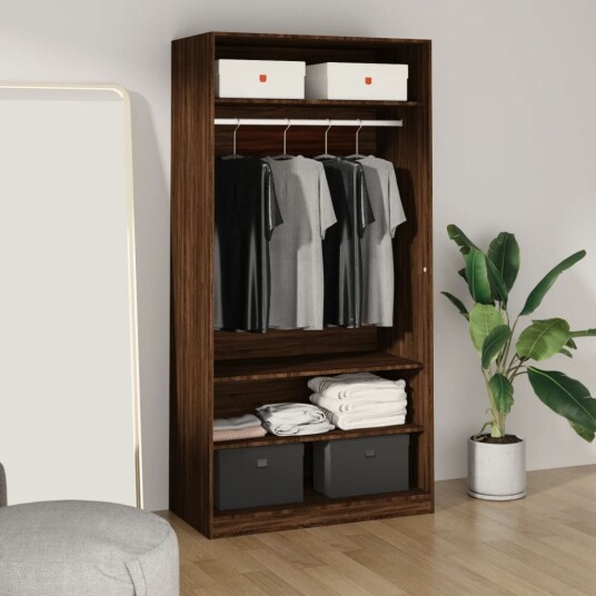 vidaXL Garderobe brun eik 100x50x200 cm konstruert tre vidaXL Garderobe brun eik 100x50x200 cm konstruert tre