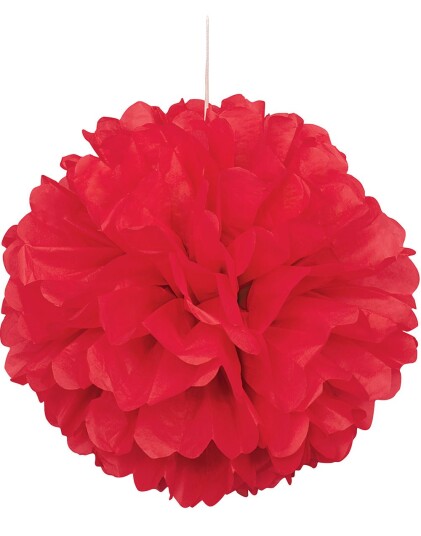 Rød Puff Pom Pom 40 cm