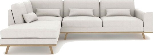 Copenhagen 4 seters Venstrevendt L formet Sjeselongsofa i Stoff Lys grå