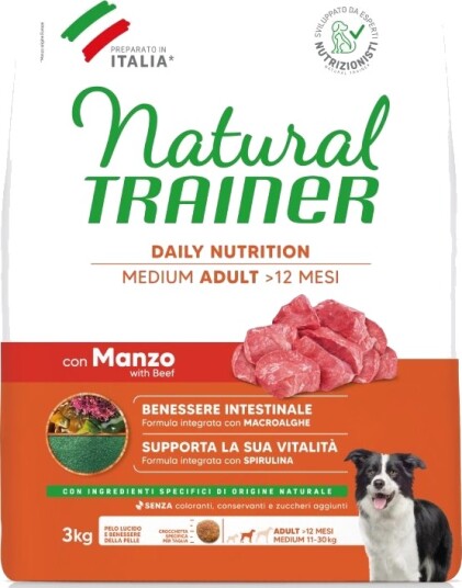 Natural Trainer Tørrfôr Nova Foods Trainer Natural Medium Storfekjøtt Ris Ginseng 3 kg