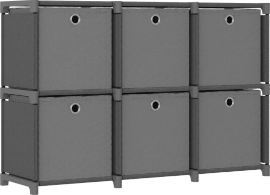 vidaXL Displayhylle med 6 kuber og bokser gr? 103x30x72,5 cm stoff