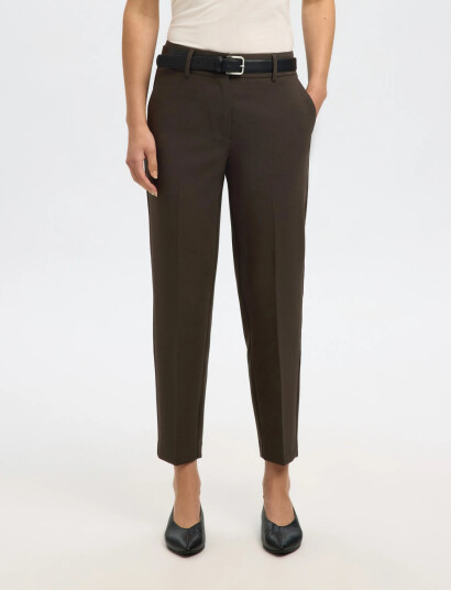Selected Slfrita-Ria Mw Cropped Pant Mel Noos - Brown - 34
