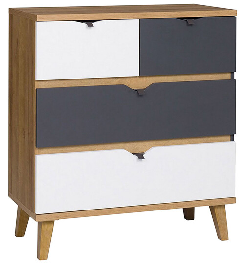 Kommode Lyseme 81 cm Hvit/Grå/Tre Kommode Lyseme 81 cm Hvit/Grå/Tre