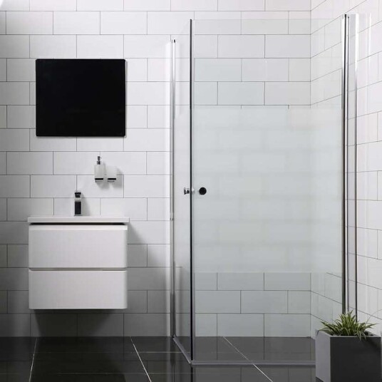 Dusjhjørne Bathlife Allsidig Rett Dør + Rett Dør Delvis Frostet Glass