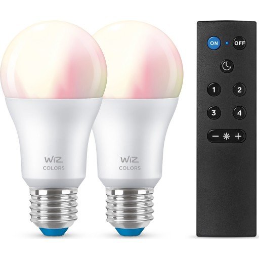 WiZ Startsett WCA 2x8,5W A60 E27 WiFi + Fjernkontroll - 60435 WiZ Startsett WCA 2x8,5W A60 E27 WiFi + Fjernkontroll - 60435