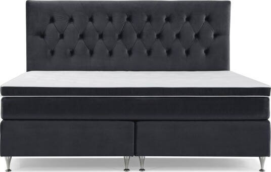 Royal Velvet Komplett Sengepakke 210x210 cm Svart Fløyel/Lave Sølvben